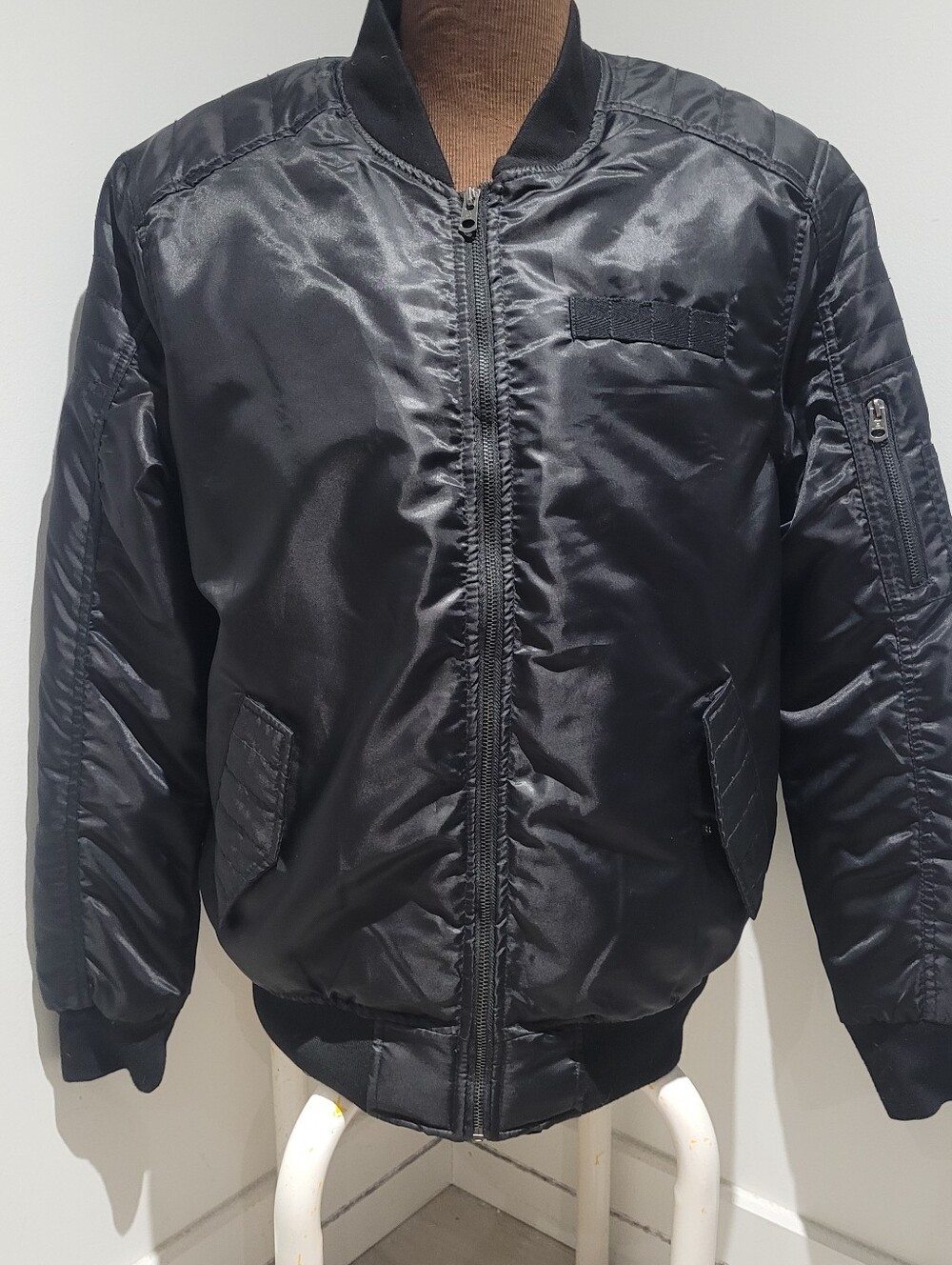 Southpole Men's Vintage MA-1 90's Y2K Bomber Jacket Large Black Streetwear